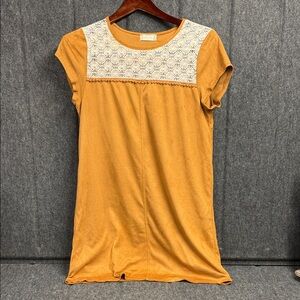 Altar'd State Golden Tunic with Lace Detail